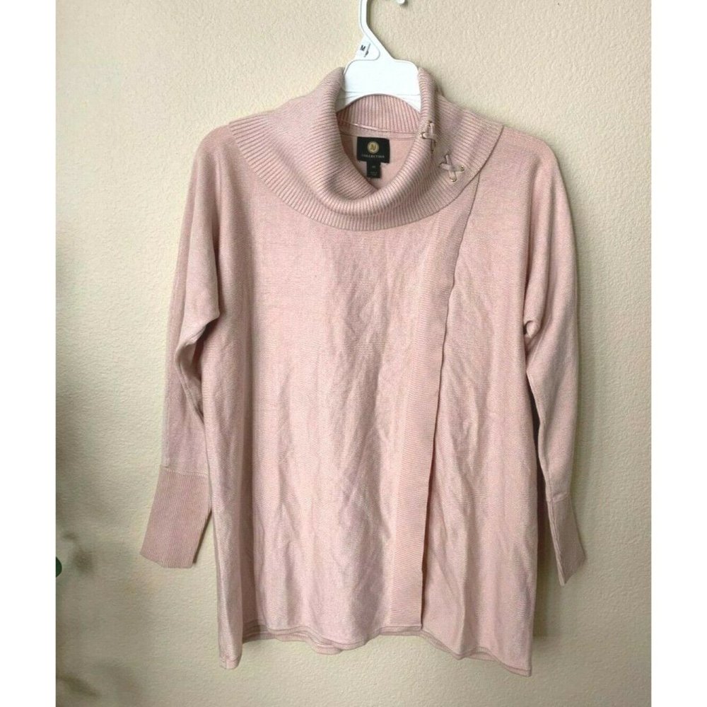 JM Collection Womens XS Sweater Faux-Wrap Cowl-Neck Pink Top